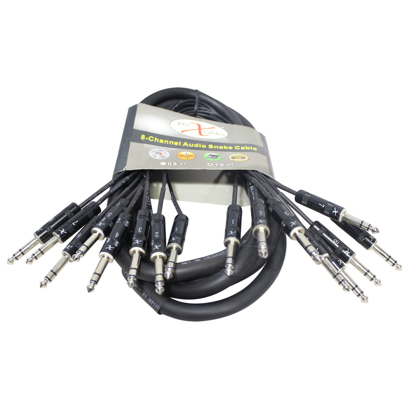 ProX XC-8TRS10 10 Ft. 8-Channel TRS-M to TRS-M Balanced Snake Cable