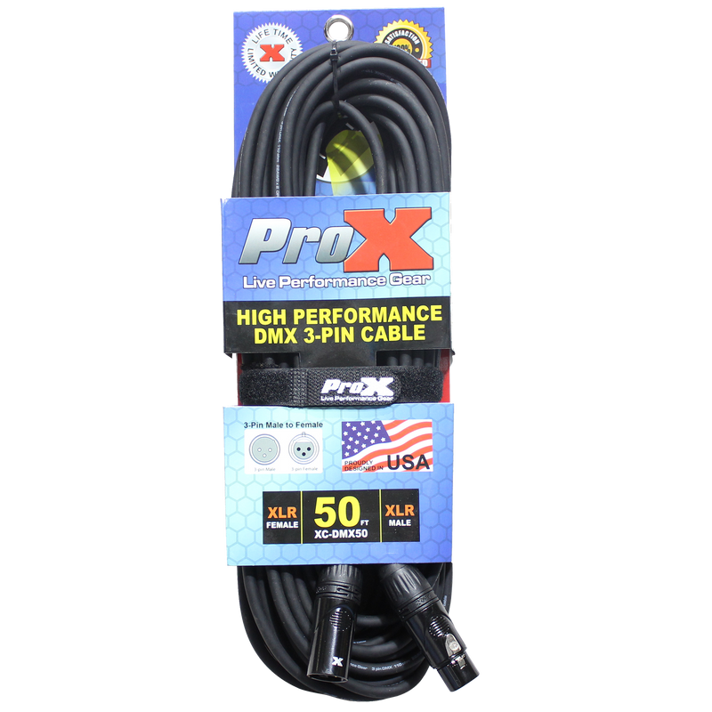 ProX XC-DMX03 50 Ft. DMX XLR3-M to XLR3-F High Performance Cable