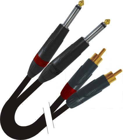 ProX XC-DPR03 3 Ft. Unbalanced Dual 1/4" TS-M to Dual RCA-M High Performance Audio Cable