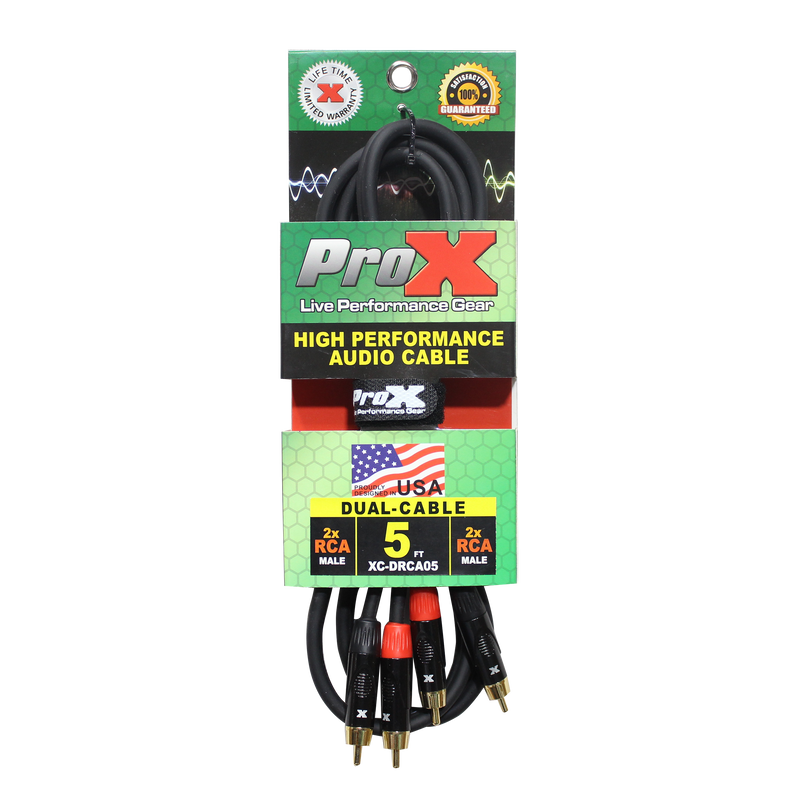 ProX XC-DRCA5 5 Ft. Unbalanced Dual RCA-M to Dual RCA-M High Performance Audio Cable