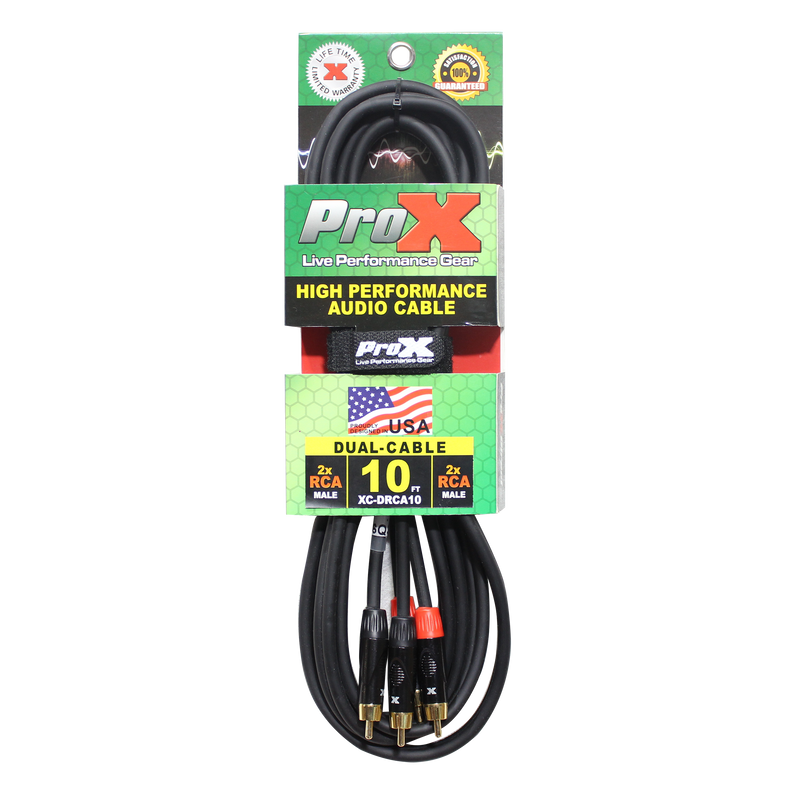 ProX XC-DRCA10 10 Ft. Dual RCA-M to Dual RCA-M High Performance Audio Cable