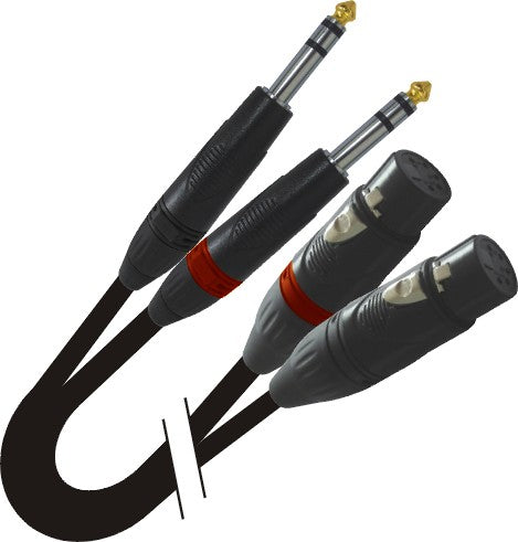 ProX XC-DSXF03 3 Ft. Balanced Dual 1/4" TRS-M to Dual XLR3-F High Performance Audio Cable