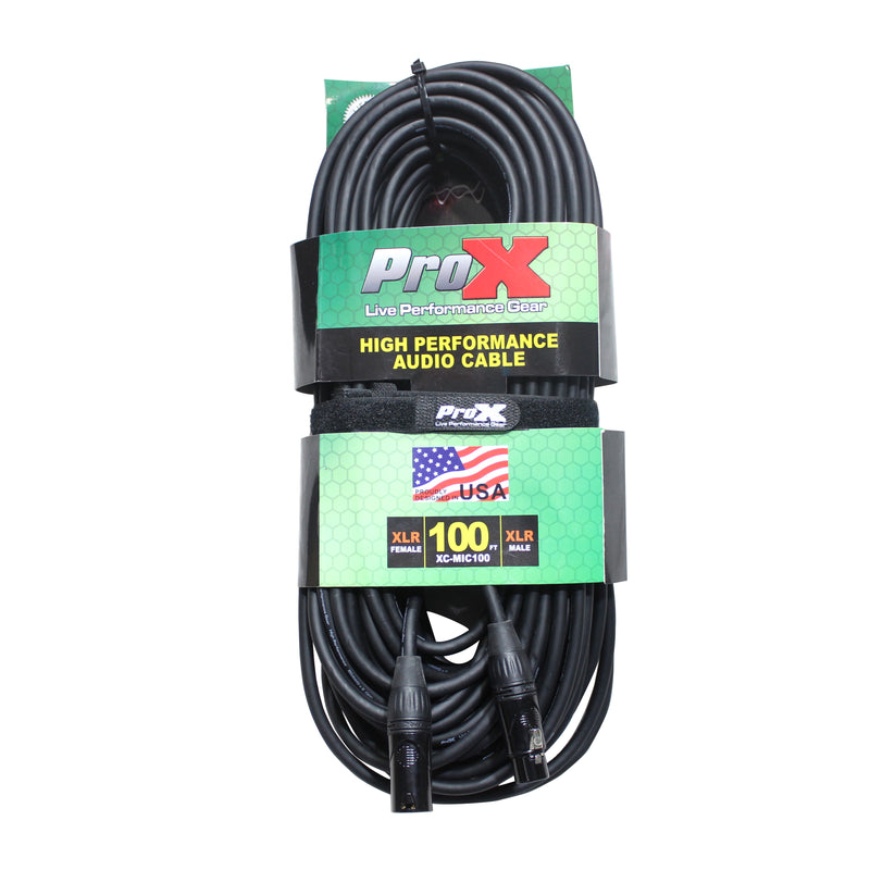 ProX XC-MIC100 100 Ft. Balanced XLR-F to XLR-M High Performance Microphone Cable