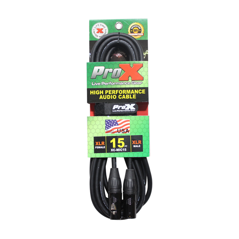 ProX XC-MIC15 15 Ft. Balanced XLR3-F to XLR3-M High Performance Microphone Cable