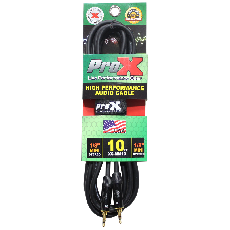 ProX XC-MM10 Balanced TRS-M Mini 1/8" to TRS-M Mini 1/8" High Performance Audio Cable - 10 Ft.