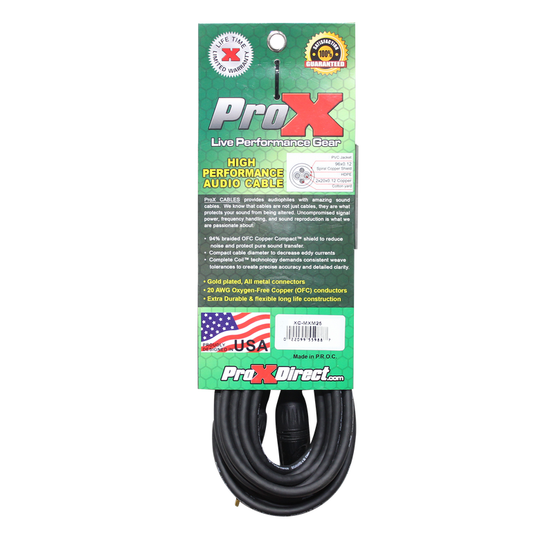 ProX XC-MXM25 25 Ft. Unbalanced 1/8" (3.5mm) TRS-M Mini to XLR3-M High Performance Audio Cable