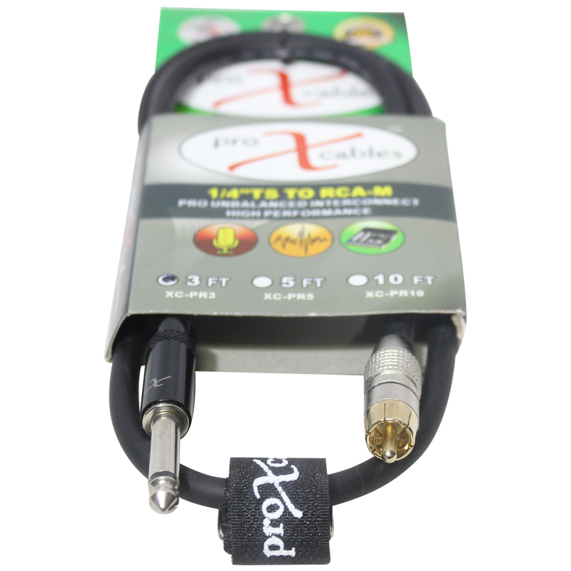 ProX XC-PR03 3 Ft. Unbalanced RCA Male to 1/4" Male High Performance Audio Cable