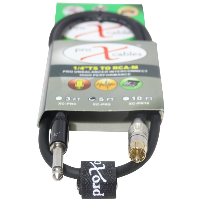 ProX XC-PR05 5 Ft. Unbalanced RCA Male to 1/4" Male High Performance Audio Cable