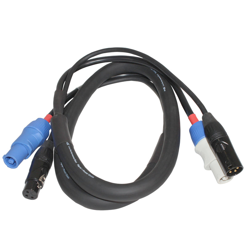 ProX XC-PWC14-DMX05 14 AWG PowerCon Bleu-M à Gris-M + DMX-3 XLR M à F - 5 pieds