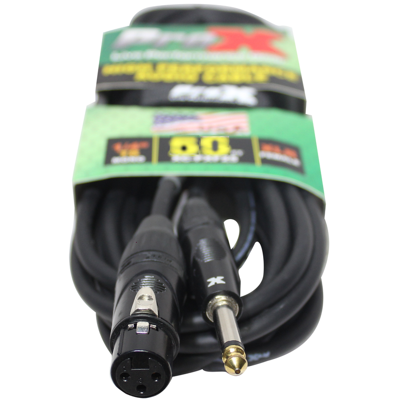 ProX XC-PXF50 50 pieds. Câble audio asymétrique haute performance 1/4" TS vers XLR-F