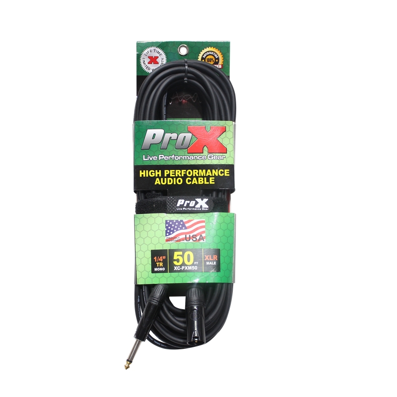 ProX XC-PXM50 50 Ft. Unbalanced 1/4" TS-M to XLR3-M High Performance Audio Cable