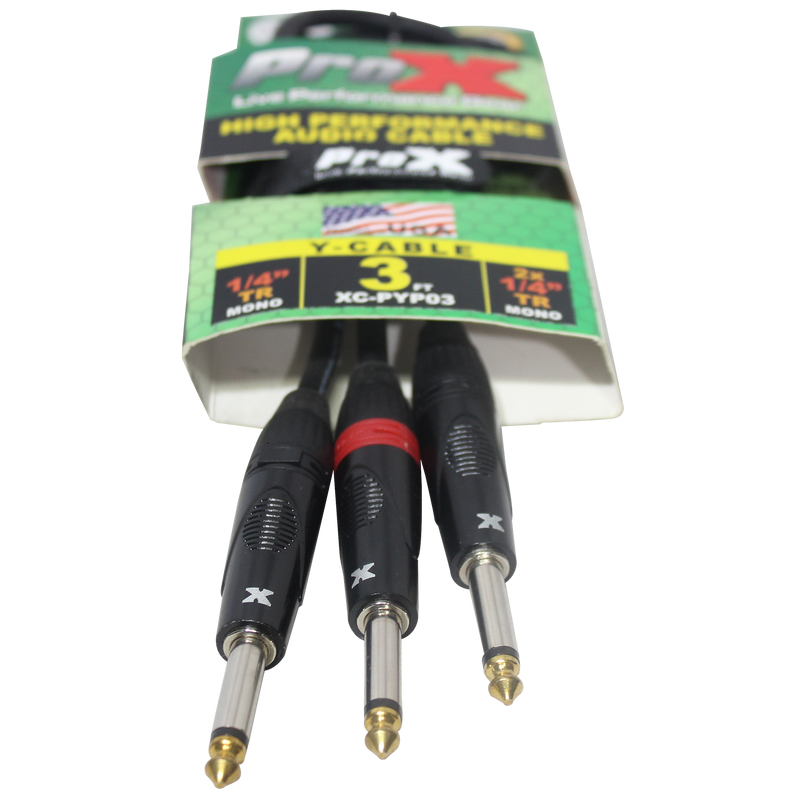 ProX XC-PYP03 1/4"  to Dual 1/4" High Performance Audio Cable - 3 Ft.