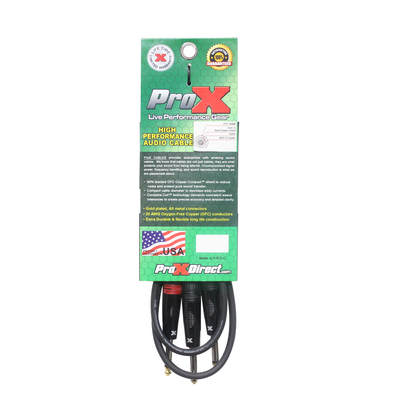 ProX XC-PYP05 1/4" TS-M to Dual 1/4" TS-M High Performance Audio Cable - 5 Ft.