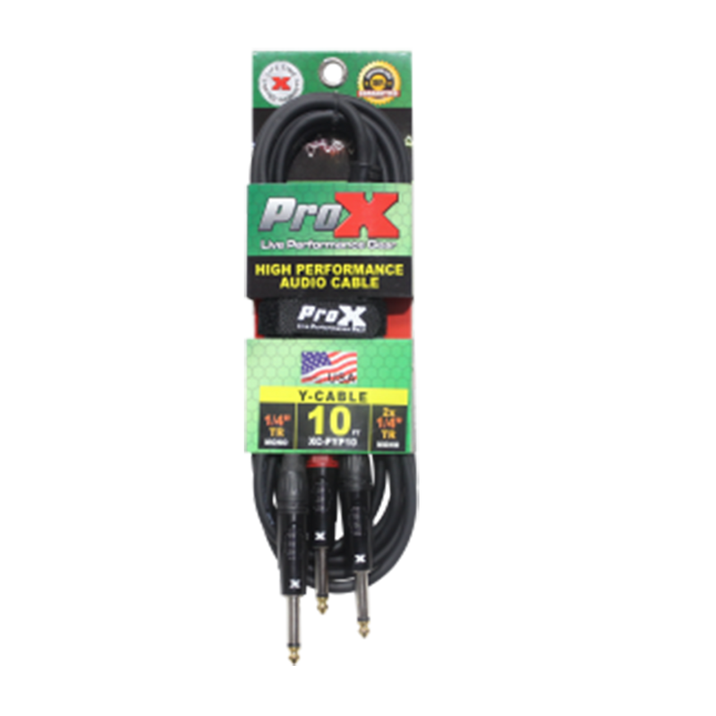 ProX XC-PYP10 Câble audio haute performance 1/4" TS-M vers double 1/4" TS-M - 10 pi.