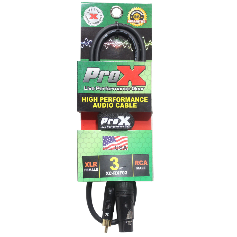 ProX XC-RXF03 3 Ft. Unbalanced RCA to XLR-F High Performance Audio Cable