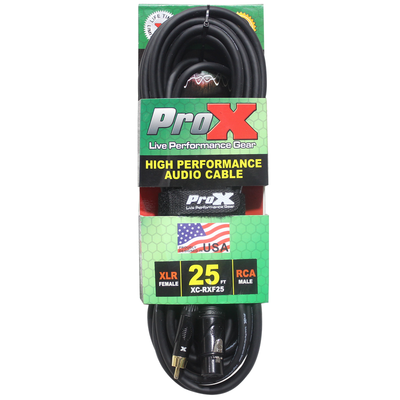 ProX XC-RXF25 25 Ft. Unbalanced RCA to XLR3-F High Performance Audio Cable