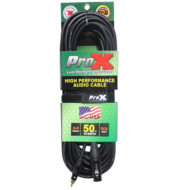 ProX XC-RXF50 50 Ft. Unbalanced RCA to XLR3-F High Performance Audio Cable