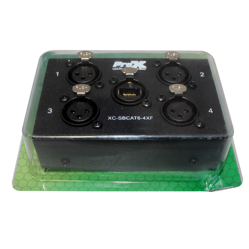 Câble ProX XC-SBCAT6-4XF 4 canaux XLR-F CAT6 Audio/DMX Portable Snake Box FEMELLE