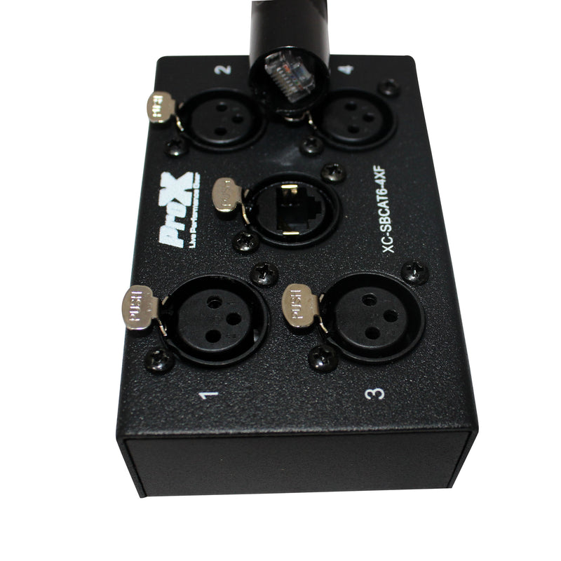 Câble ProX XC-SBCAT6-4XF 4 canaux XLR-F CAT6 Audio/DMX Portable Snake Box FEMELLE