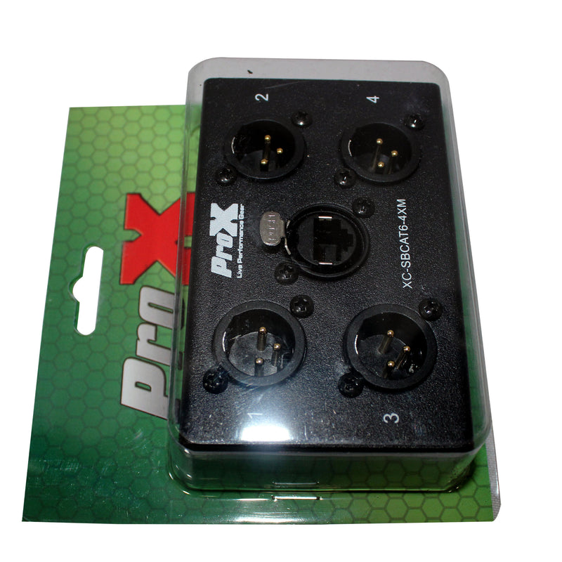 ProX XC-SBCAT6-4XM Boîtier serpent portable audio/DMX XLR-M CAT6 4 canaux