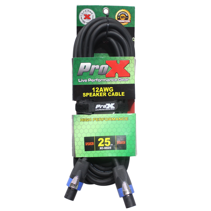 ProX XC-SS25 25 pieds. Câble de haut-parleur haute performance SpeakOn vers SpeakOn 12AWG