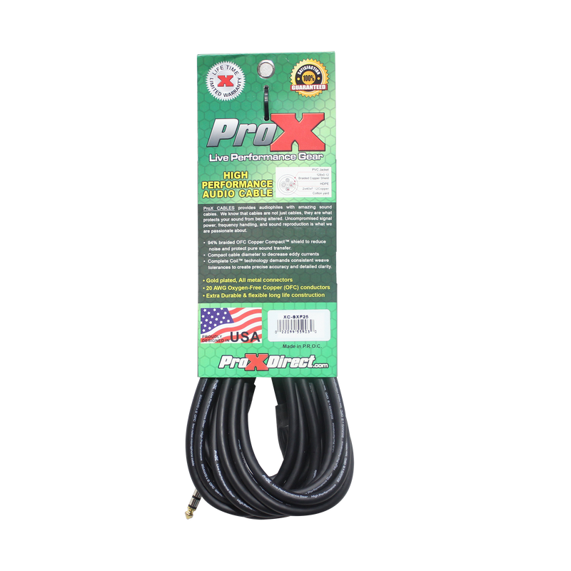 ProX XC-SXF25 25 pieds. Câble audio haute performance symétrique 1/4" TRS vers XLR3-F