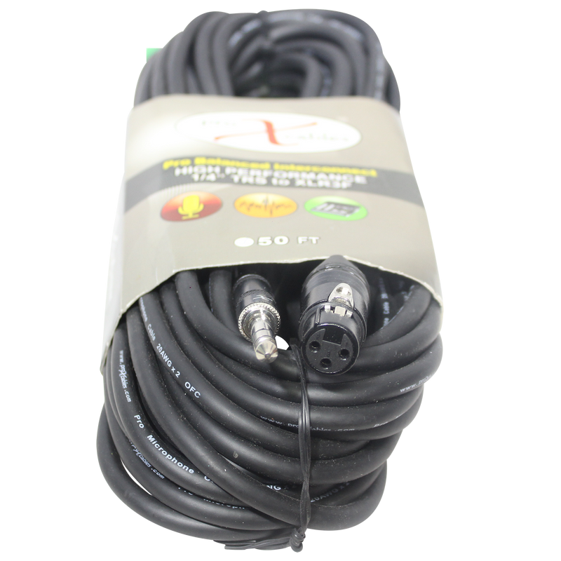 ProX XC-SXF50 50 Ft. Balanced 1/4" TRS-M to XLR3-F High Performance Audio Cable