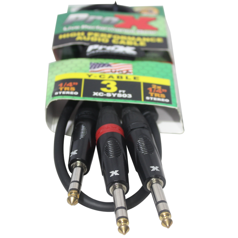 ProX XC-SYS03 1/4" TRS-M to Dual 1/4" TRS-M High Performance Audio Cable - 3 Ft.