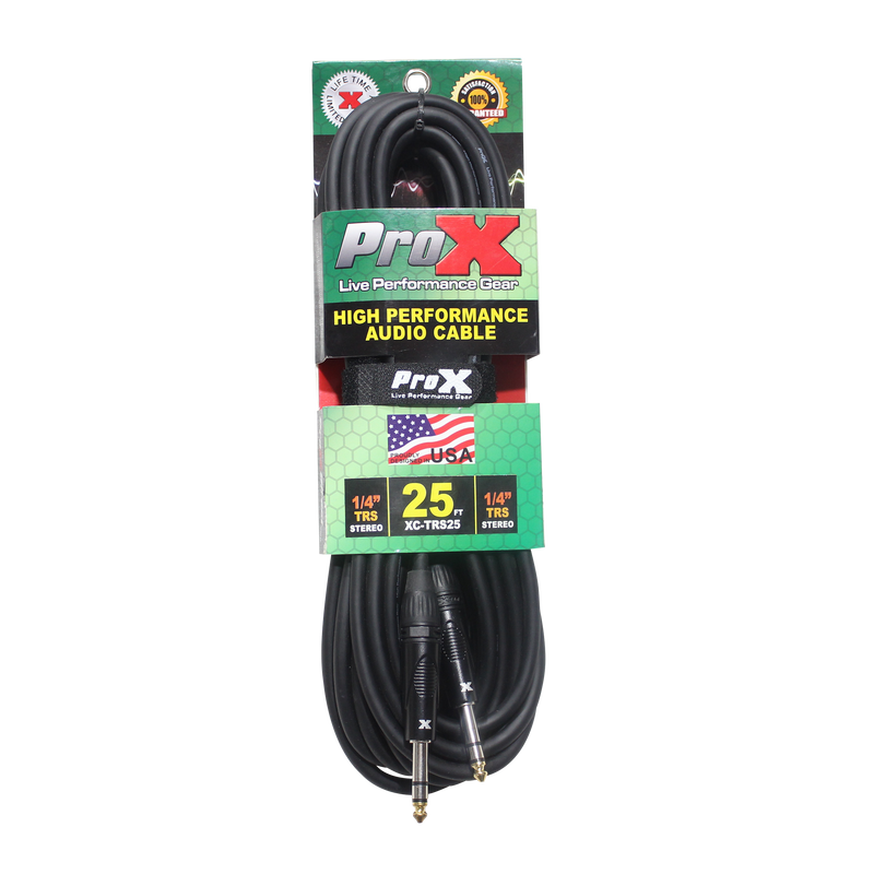 ProX XC-TRS25 Balanced 1/4" TRS-M to TRS-M High Performance Audio Cable - 25'