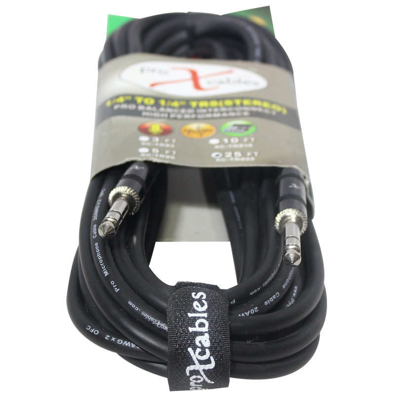 ProX XC-TRS25 Balanced 1/4" TRS-M to TRS-M High Performance Audio Cable - 25'