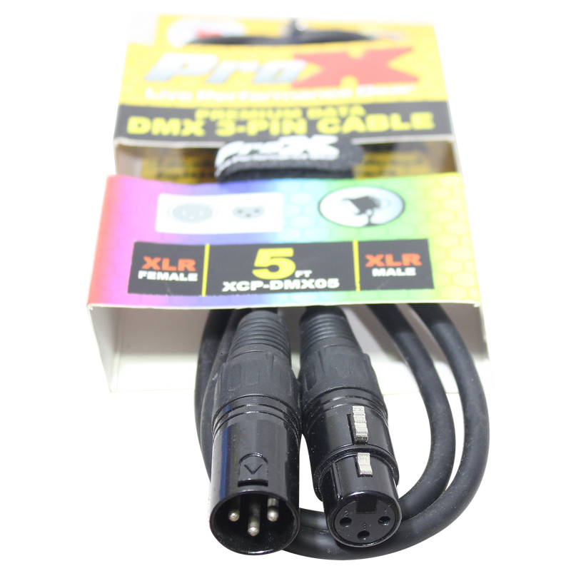 ProX XCP-DMX05 5 pi. Câble Premium DMX XLR3-M vers XLR3-F