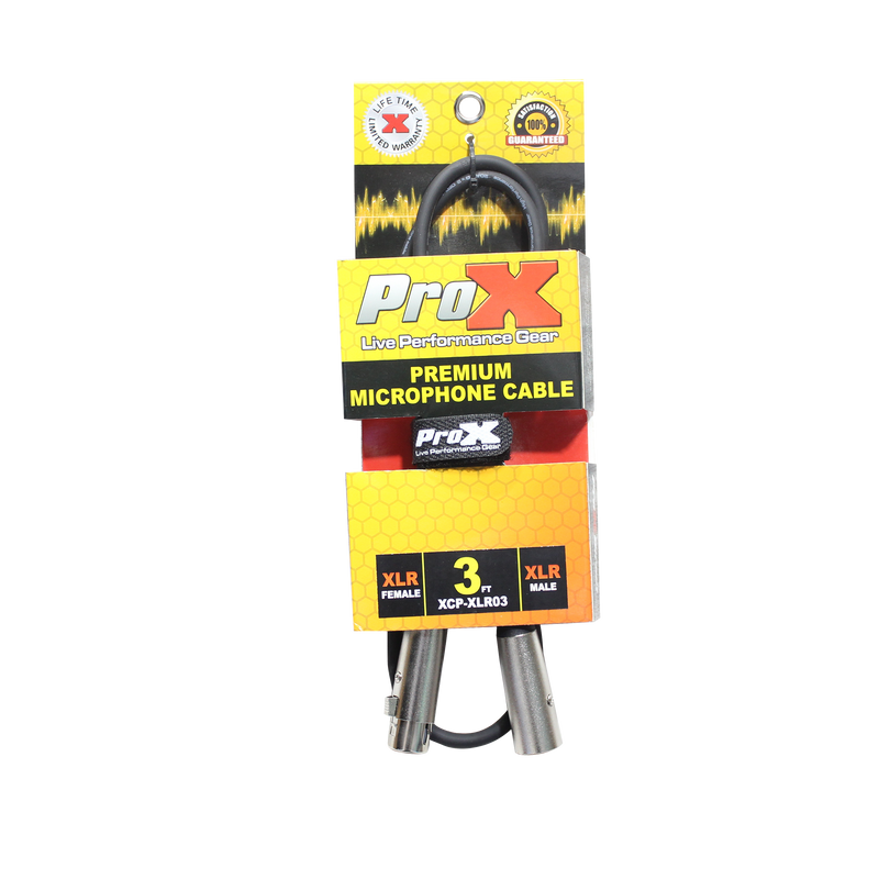 ProX XCP-XLR03 3 Ft. Balanced XLR3-F to XLR3-M Premium Audio Microphone Cable