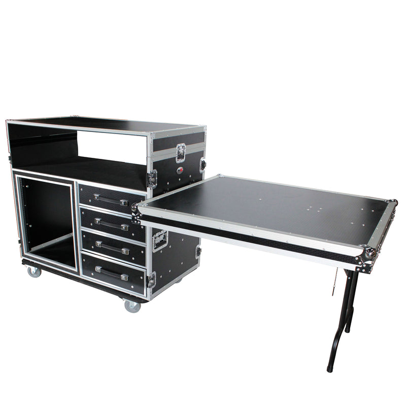 ProX XS-12U4DTWCO Dual-Table Case And Mixing Console Workstation W-Casters
