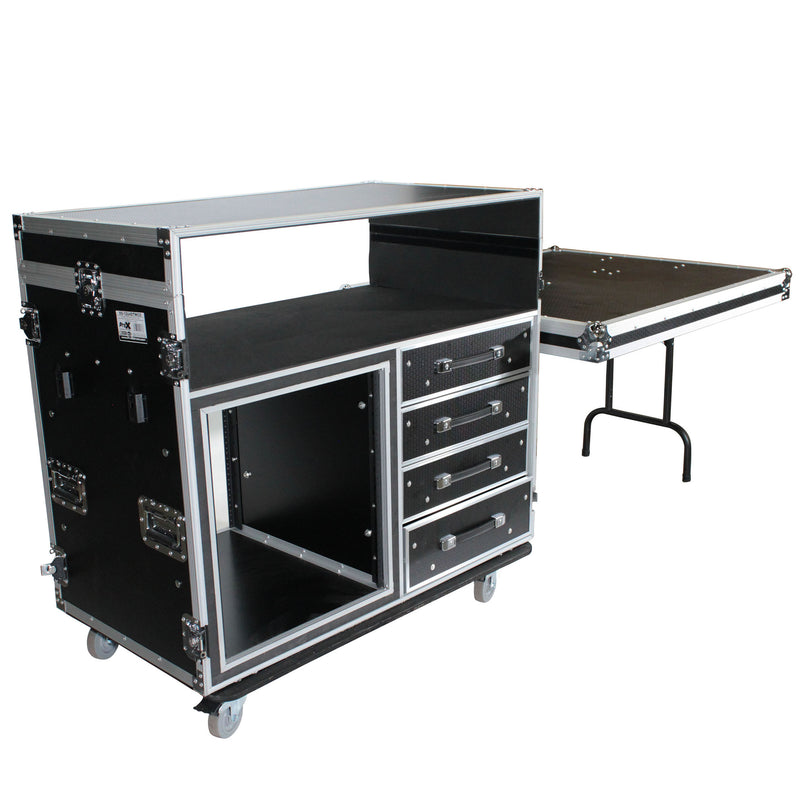 ProX XS-12U4DTWCO Dual-Table Case And Mixing Console Workstation W-Casters