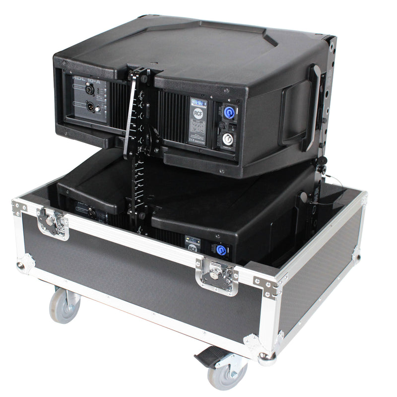 ProX X-RCF-HDL10AX2W convient pour 2 haut-parleurs Line Array RCF HDL 10-A Flight Case avec roues de 4 pouces