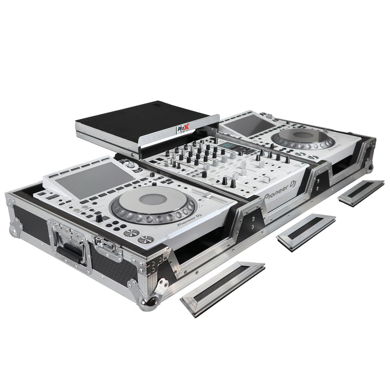 Prox XS-CDM3000wlt Flight Case DJ Coffin For Pioneer Mixer DJM-900NXS2 et 2 CDJ-3000 W-Wheels et Shelf d'ordinateur portable