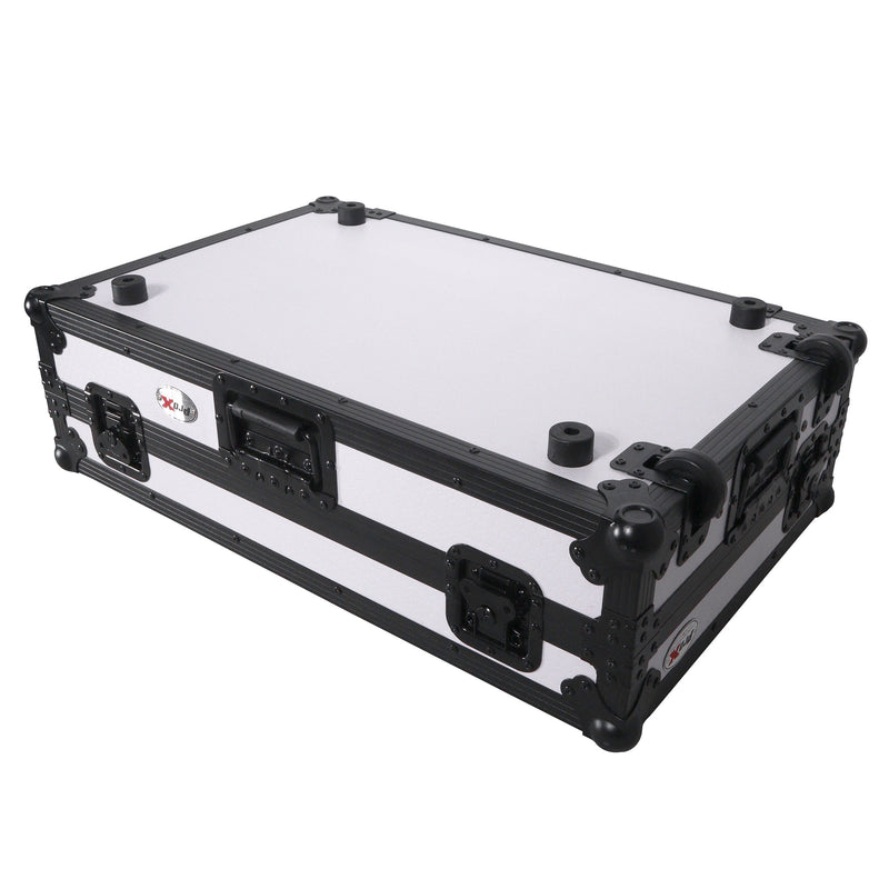 Prox xs-ddj1000 wlt wh ata casse de vol pour pionnier ddj-1000 flx6 sx3 dj contrôleur avec plate-forme d'ordinateur portable 1U rack et roues (noir blanc)