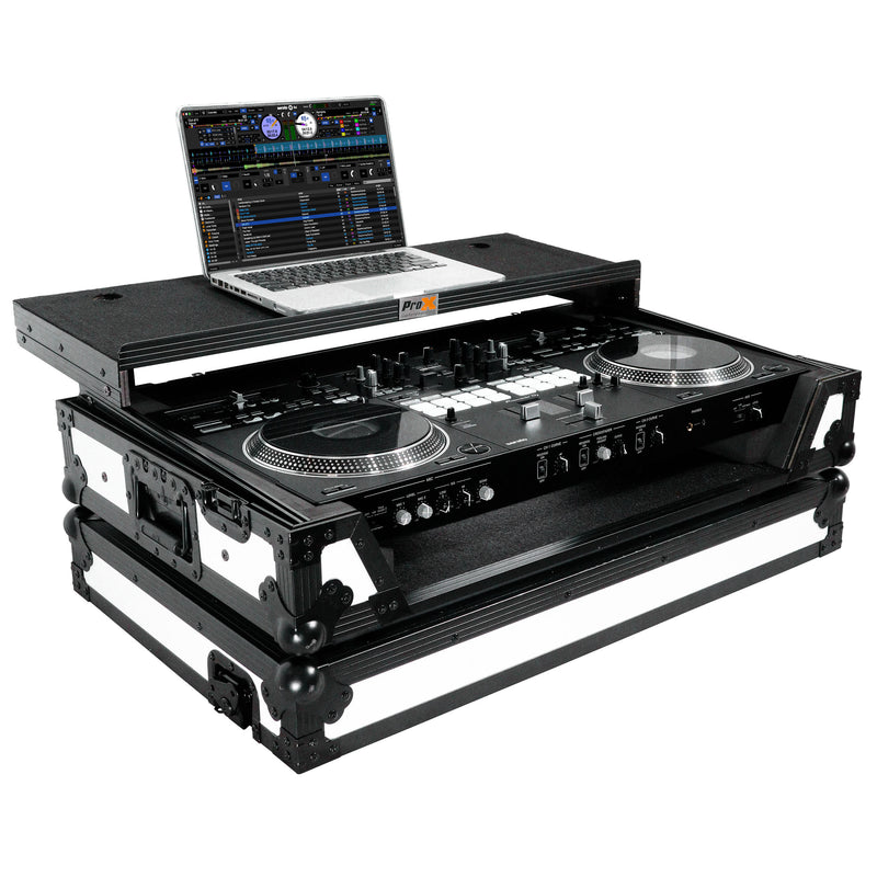 Prox xs-ddjrev7wltwh ata flight casse de vol pour le contrôleur dj ddj-rev7 pionnier avec espace et roues de rack 1U (noir blanc)