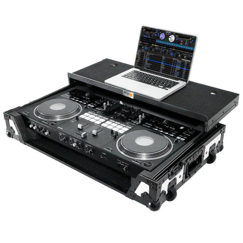 Prox xs-ddjrev7wltwh ata flight casse de vol pour le contrôleur dj ddj-rev7 pionnier avec espace et roues de rack 1U (noir blanc)