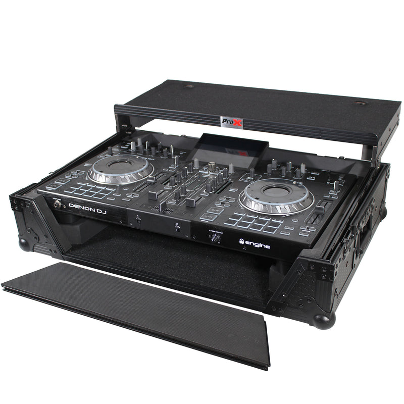 ProX XS-PRIME2 LTBL ATA Flight Case For Denon PRIME 2 DJ Controller w/Laptop Shelf 1U Rack Space (Black)