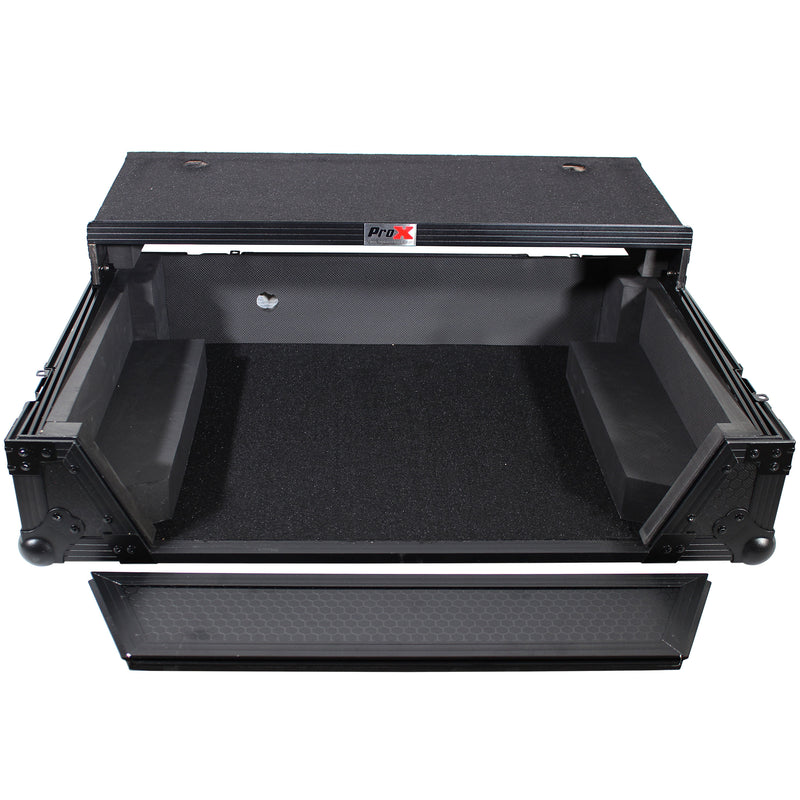 ProX XS-PRIME2 LTBL ATA Flight Case pour contrôleur DJ Denon PRIME 2 avec étagère pour ordinateur portable, espace rack 1U (noir)