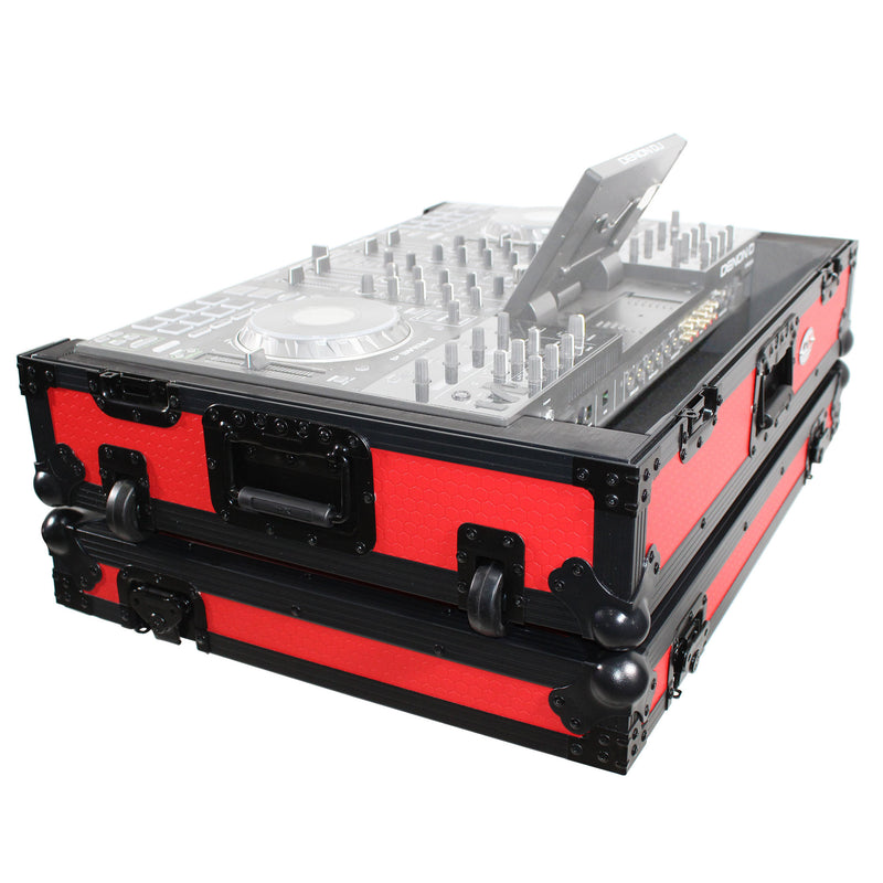 ProX XS-PRIME4 WRB Flight Case for Denon Prime 4 Standalone DJ System w/Wheels (Black on Red)