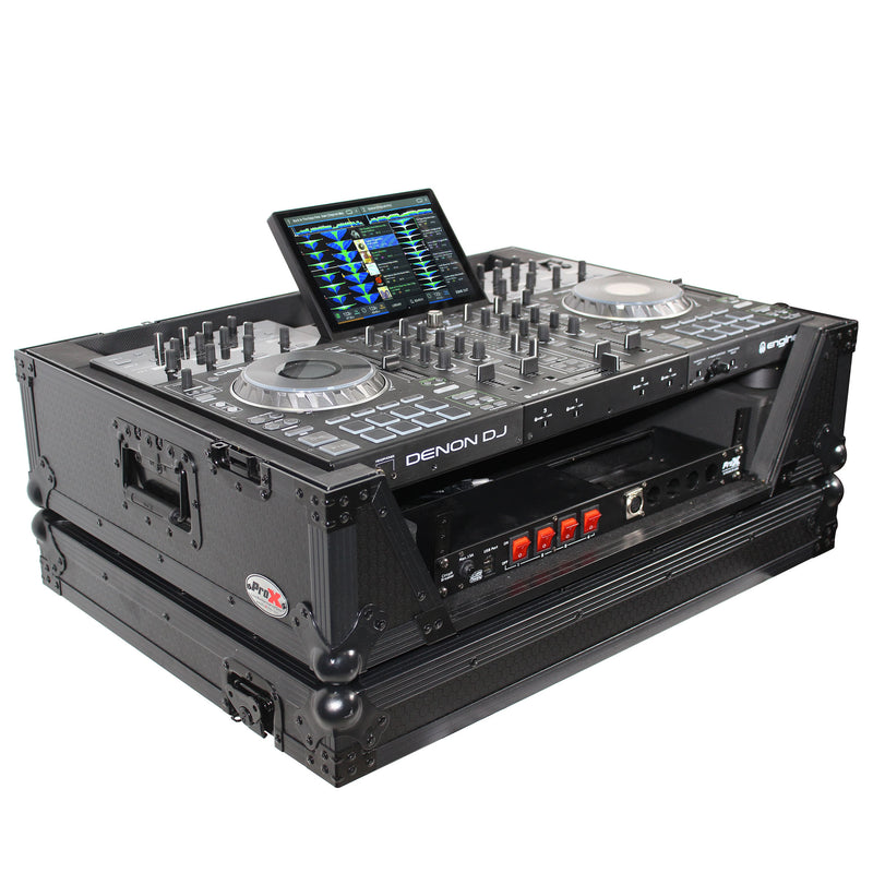 ProX XS-PRIME4-WBL2U Flight Case pour Denon Prime 4 Système DJ autonome W-2U Rackspace &amp; Wheels