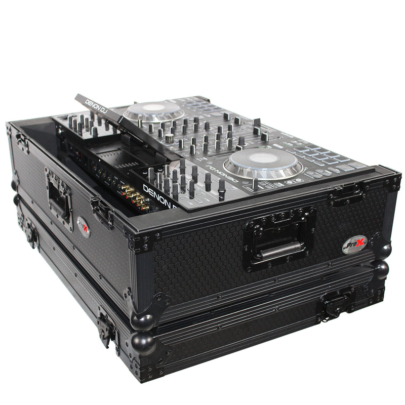 ProX XS-PRIME4-WBL2U Flight Case pour Denon Prime 4 Système DJ autonome W-2U Rackspace &amp; Wheels