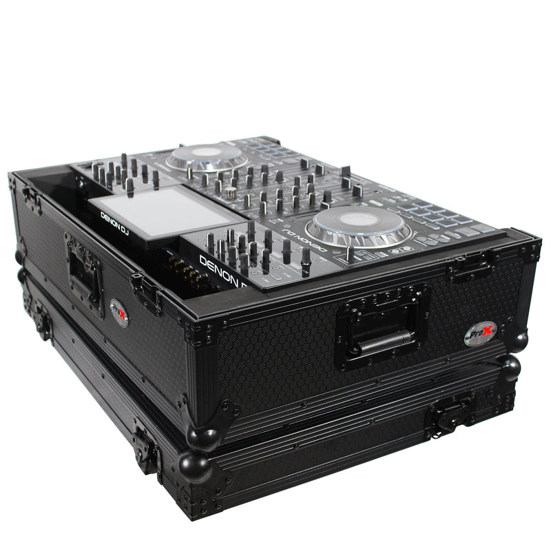 ProX XS-PRIME4-WBL2U Flight Case for Denon Prime 4 Standalone DJ System W-2U Rackspace & Wheels