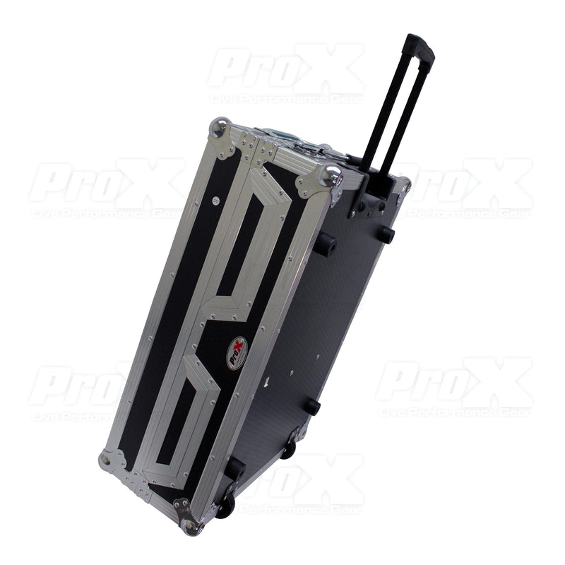 ProX XS-SCDM12W Lecteur CD simple et boîtier de mixage 12" avec roues à profil bas et poignée rétractable 