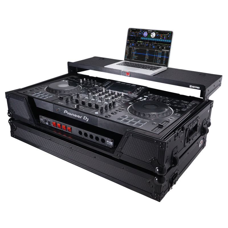 ProX XS-XDJXZWLTBL ATA Flight Case pour contrôleur DJ XDJ-XZ DDJ-SZ2 avec étagère pour ordinateur portable, espace rack 1U et roues (noir)