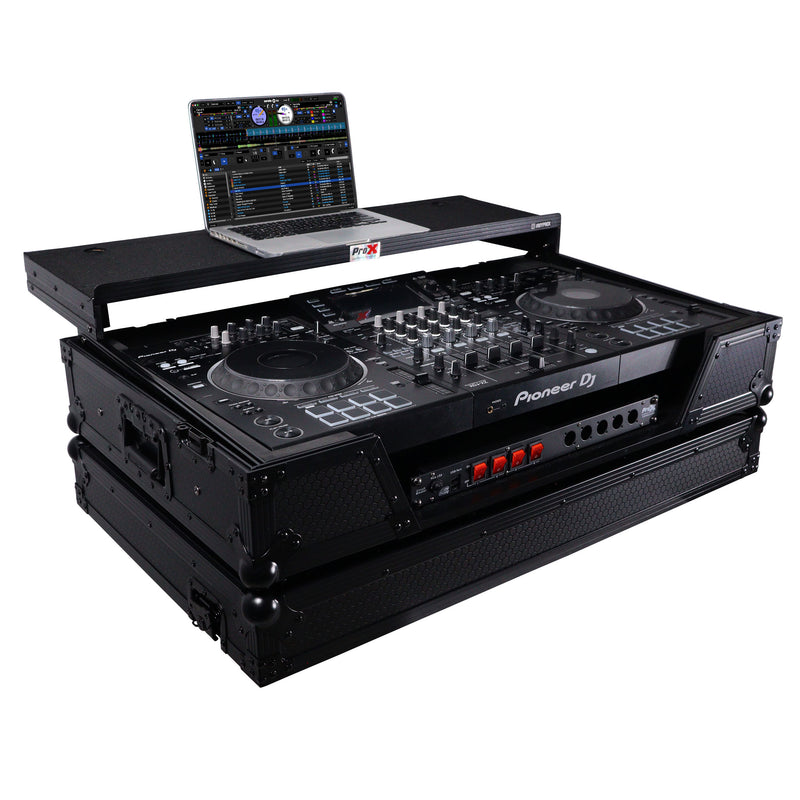 ProX XS-XDJXZWLTBL ATA Flight Case pour contrôleur DJ XDJ-XZ DDJ-SZ2 avec étagère pour ordinateur portable, espace rack 1U et roues (noir)