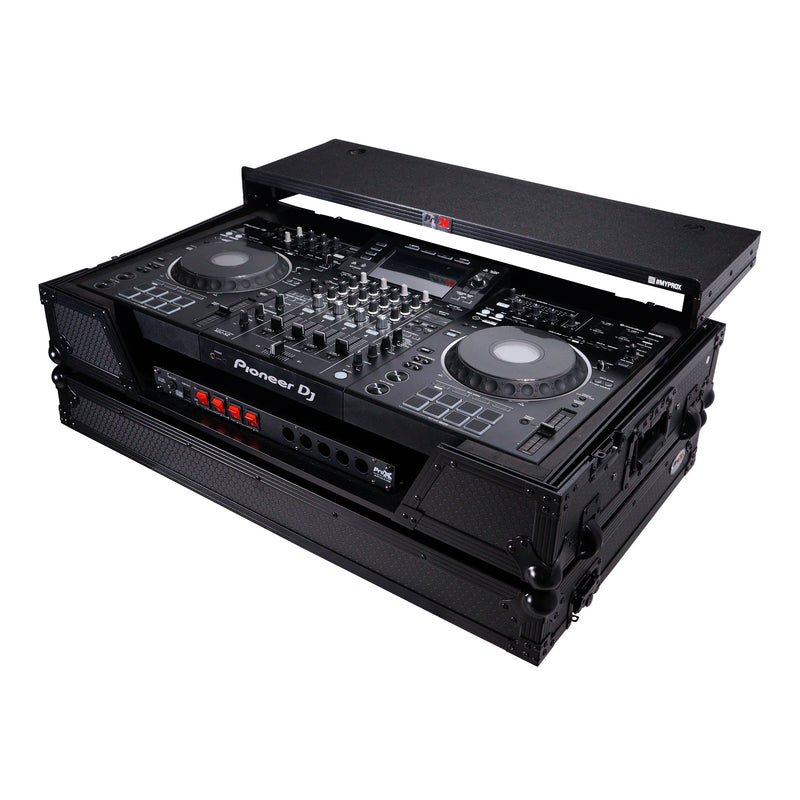 ProX XS-XDJXZWLTBL ATA Flight Case pour contrôleur DJ XDJ-XZ DDJ-SZ2 avec étagère pour ordinateur portable, espace rack 1U et roues (noir)