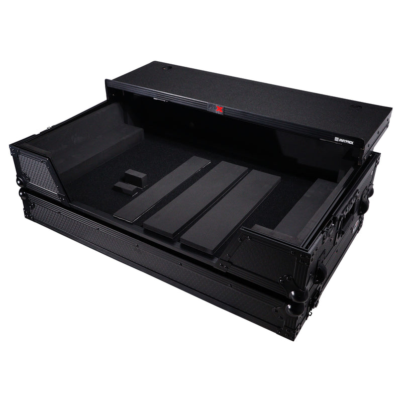 ProX XS-XDJXZWLTBL ATA Flight Case pour contrôleur DJ XDJ-XZ DDJ-SZ2 avec étagère pour ordinateur portable, espace rack 1U et roues (noir)